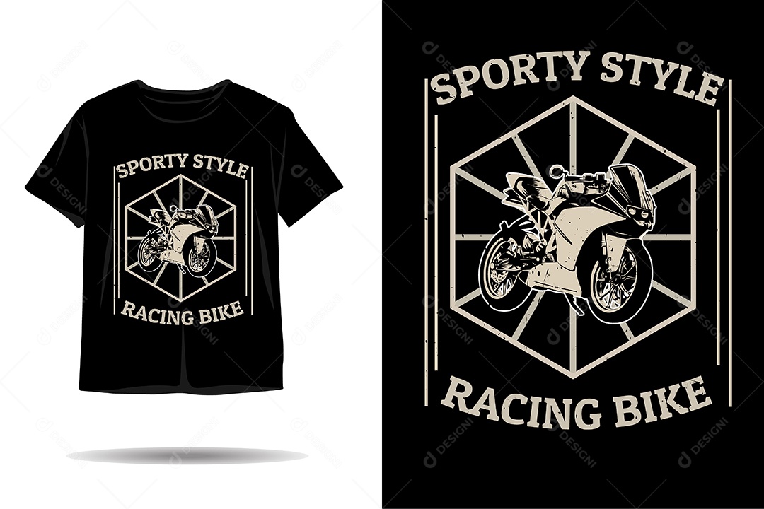 Camiseta com Estampa de Moto de Corrida Ilustração Vetor EPS