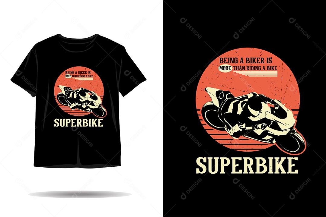Camiseta com Estampa de Supermoto Ilustração Vetor EPS