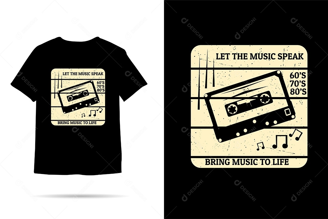 Camiseta com Estampa de Música Ilustração Vetor EPS