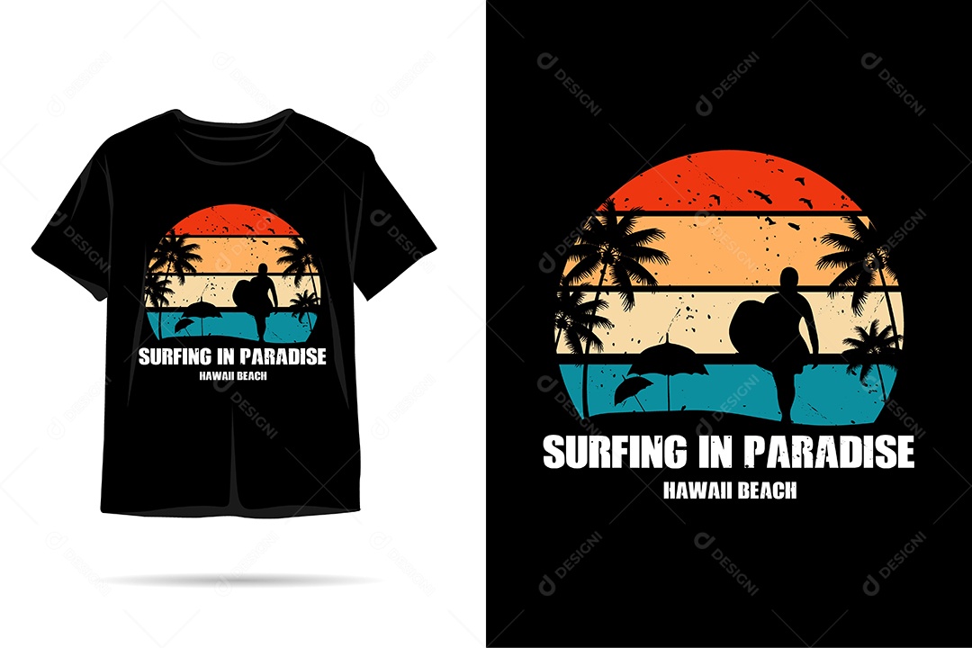 Camiseta com Estampa de Surfista Ilustração Vetor EPS