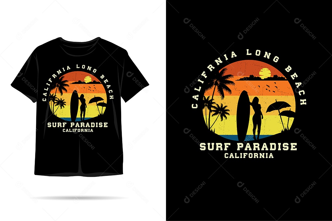 Camiseta com Estampa de Surfista Ilustração Vetor EPS