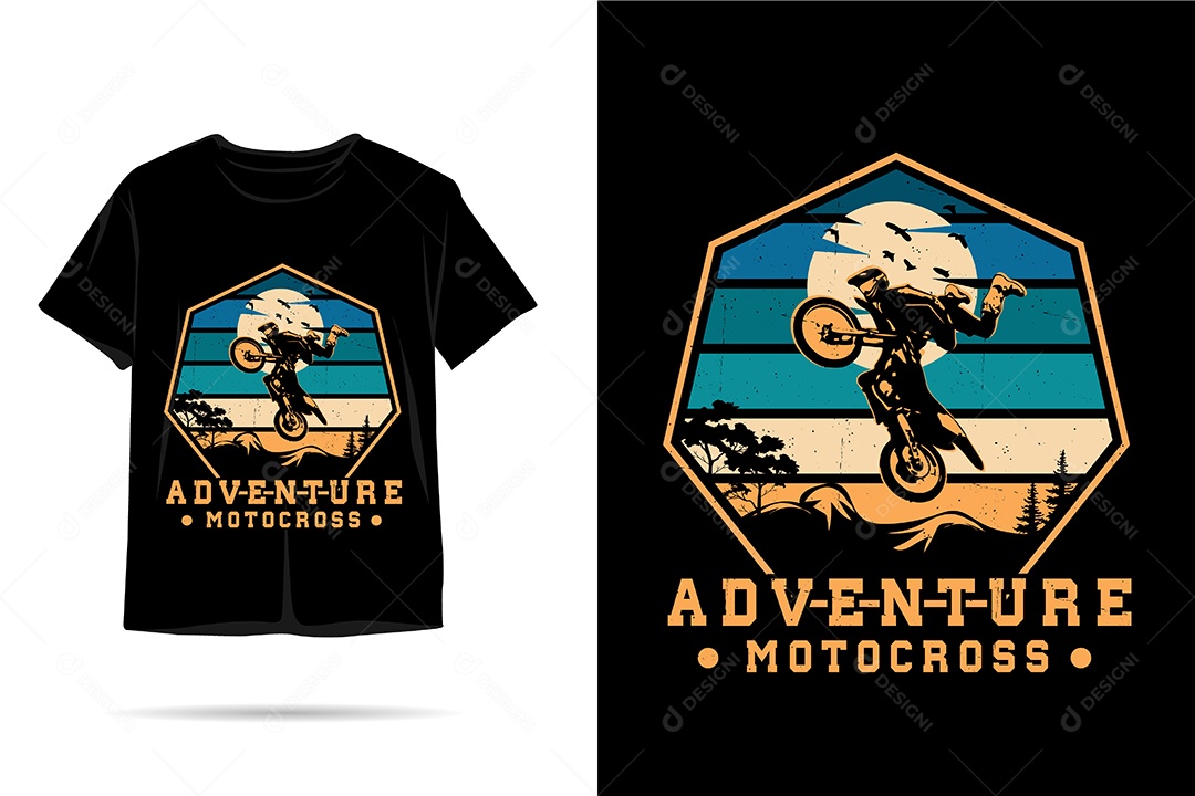 Camiseta com Estampa de Motocross de Aventura Ilustração Vetor EPS