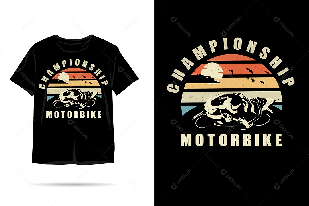 Camiseta com Estampa de Campeonato de Motociclismo Ilustração Vetor EPS