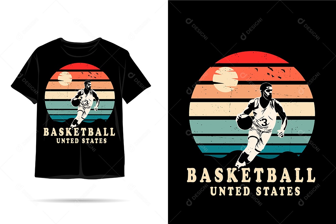 Camiseta com Estampa de Basketball Ilustração Vetor EPS