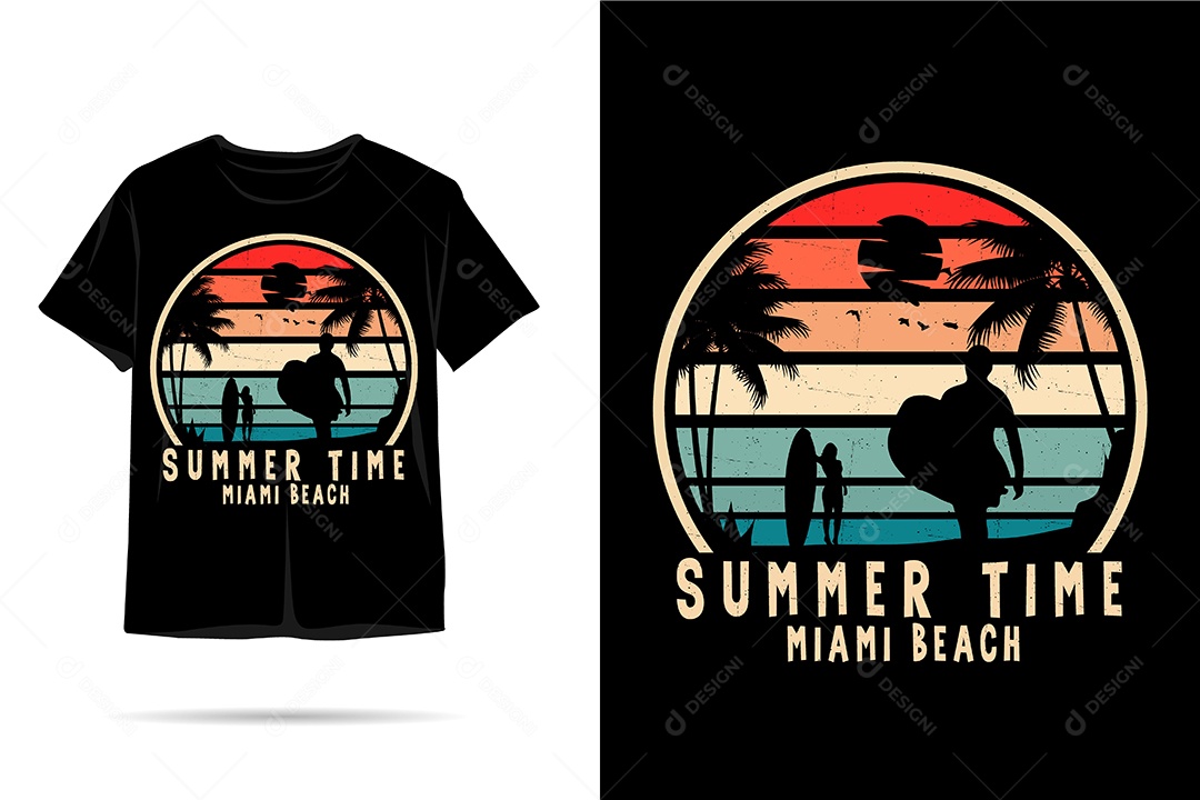 Camiseta com Estampa de Verão Ilustração Vetor EPS
