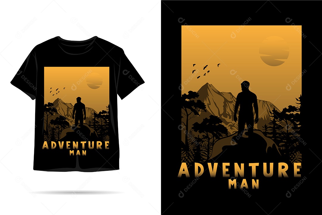 Camiseta com Estampa de Homem Aventureiro Ilustração Vetor EPS