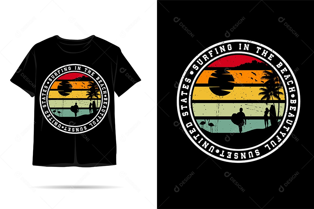 Camiseta com Estampa de Verão Ilustração Vetor EPS
