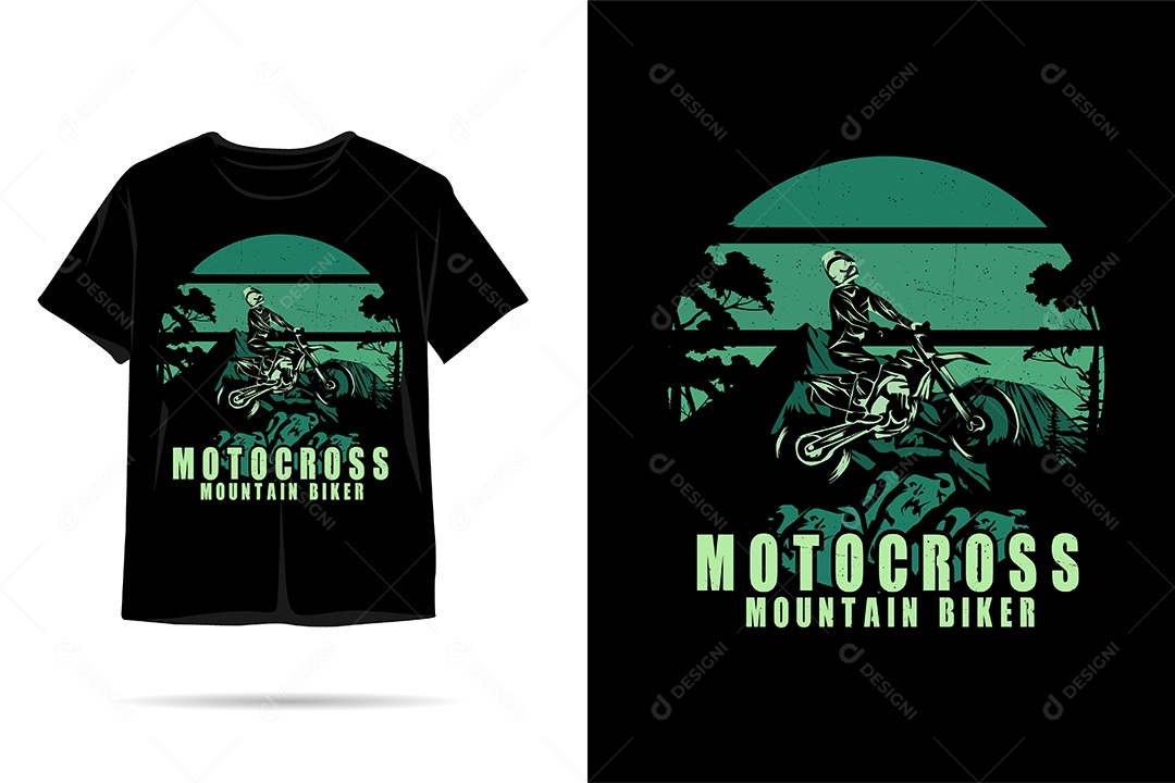 Camiseta com Estampa de Motocross Ilustração Vetor EPS