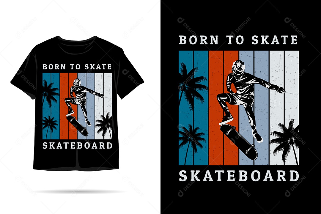 Camiseta com Estampa de Skatista Ilustração Vetor EPS