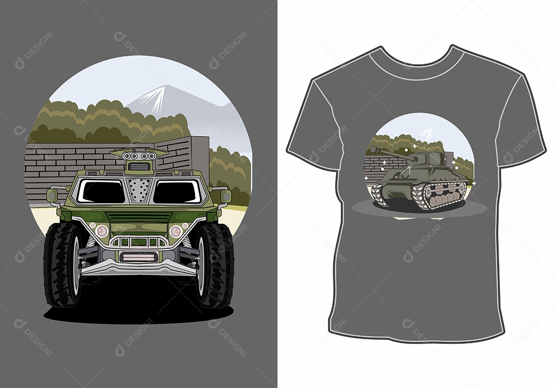 Camiseta com Estampa de Carro Ilustração Vetor EPS