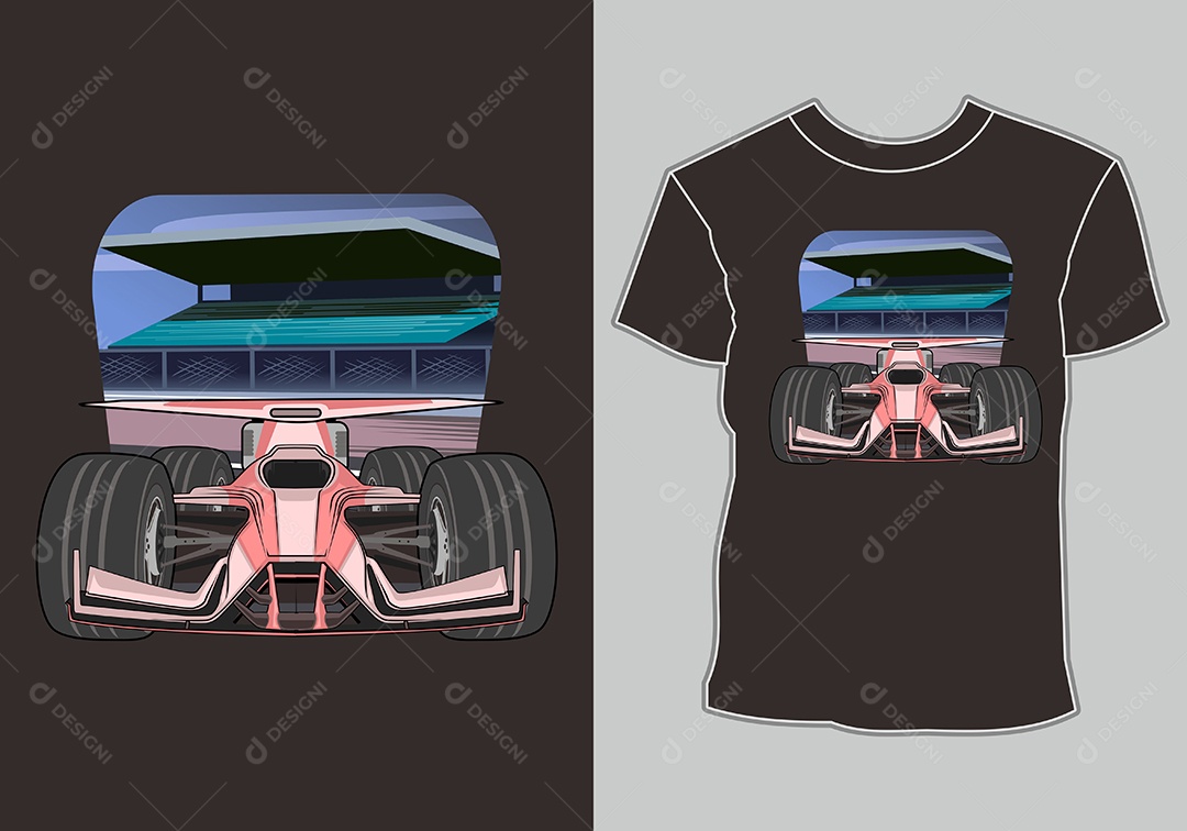 Camiseta com Estampa de Carro Ilustração Vetor EPS