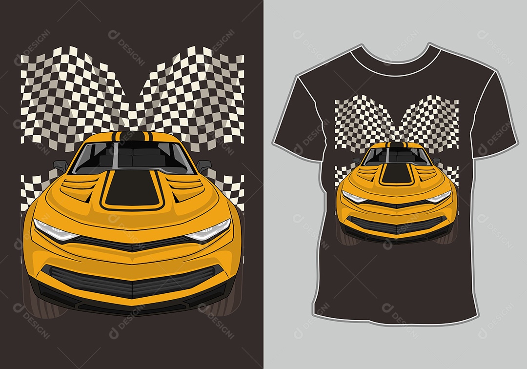 Camiseta com Estampa de Carro Ilustração Vetor EPS