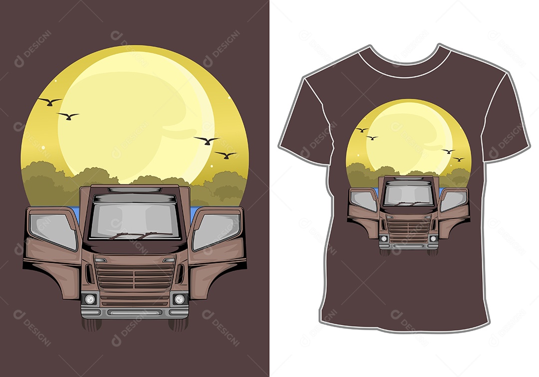 Camiseta com Estampa de Carro Ilustração Vetor EPS