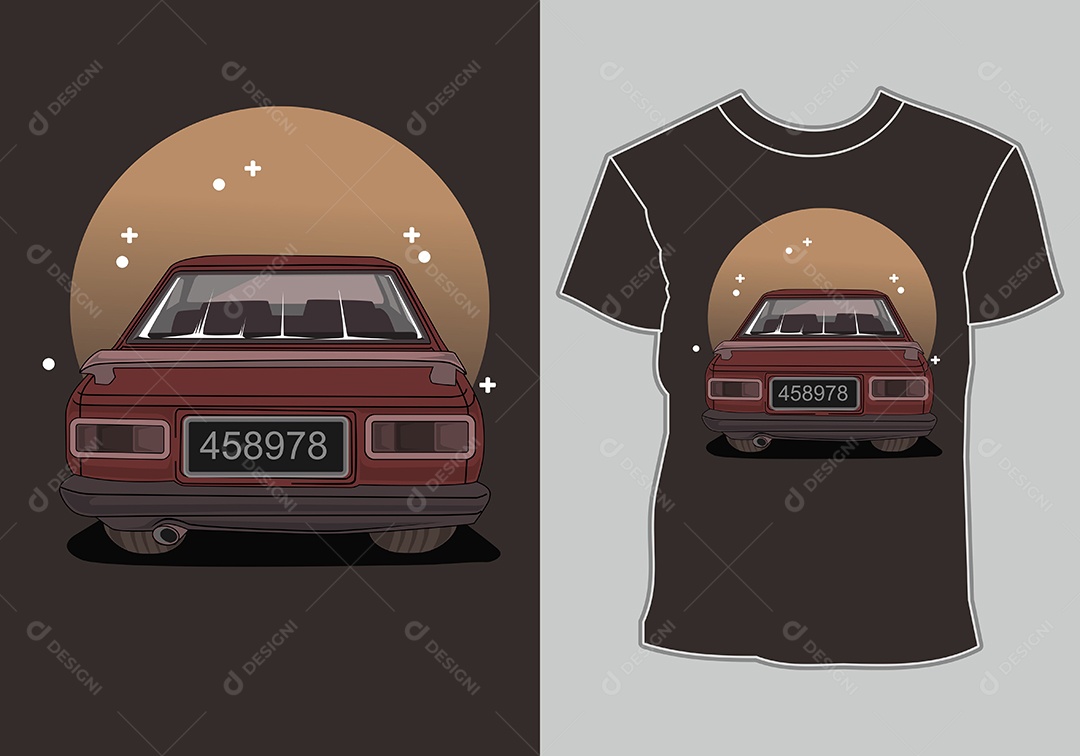 Camiseta com Estampa de Carro Ilustração Vetor EPS