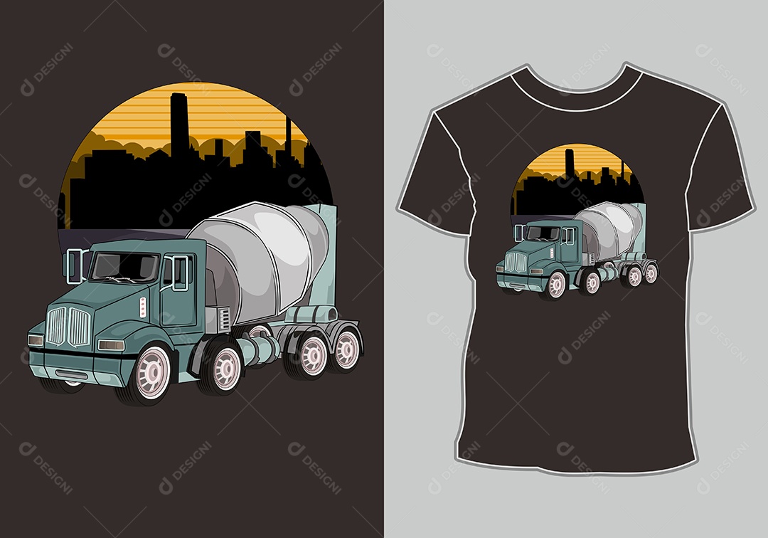 Camiseta com Estampa de Carro Ilustração Vetor EPS