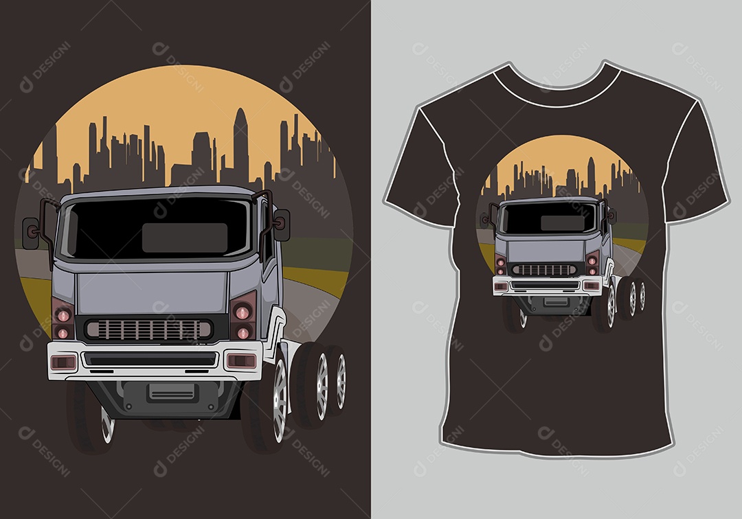 Camiseta com Estampa de Carro Ilustração Vetor EPS