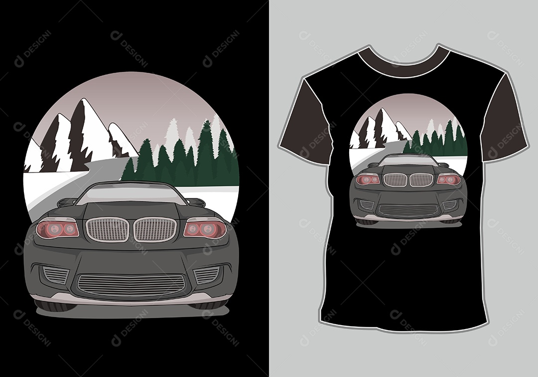 Camiseta com Estampa de Carro Ilustração Vetor EPS