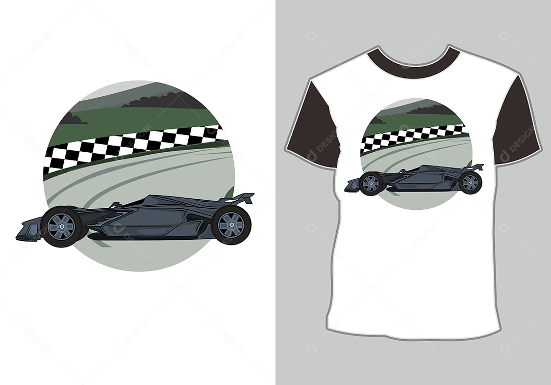 Camiseta com Estampa de Carro Ilustração Vetor EPS