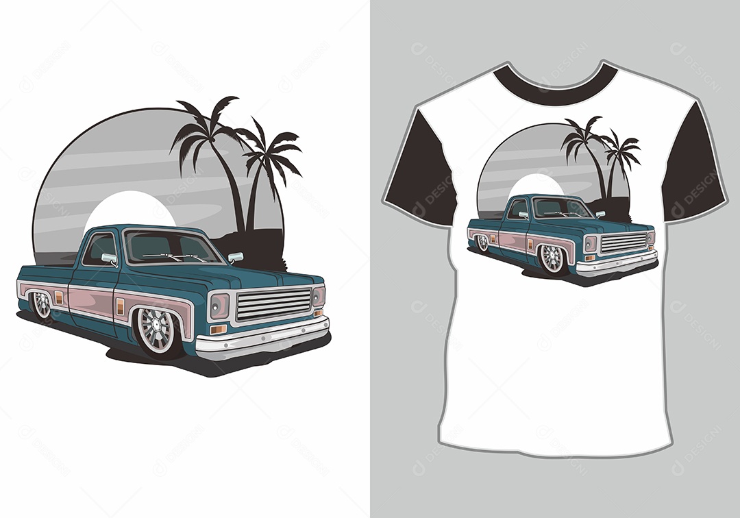 Camiseta com Estampa de Carro Ilustração Vetor EPS