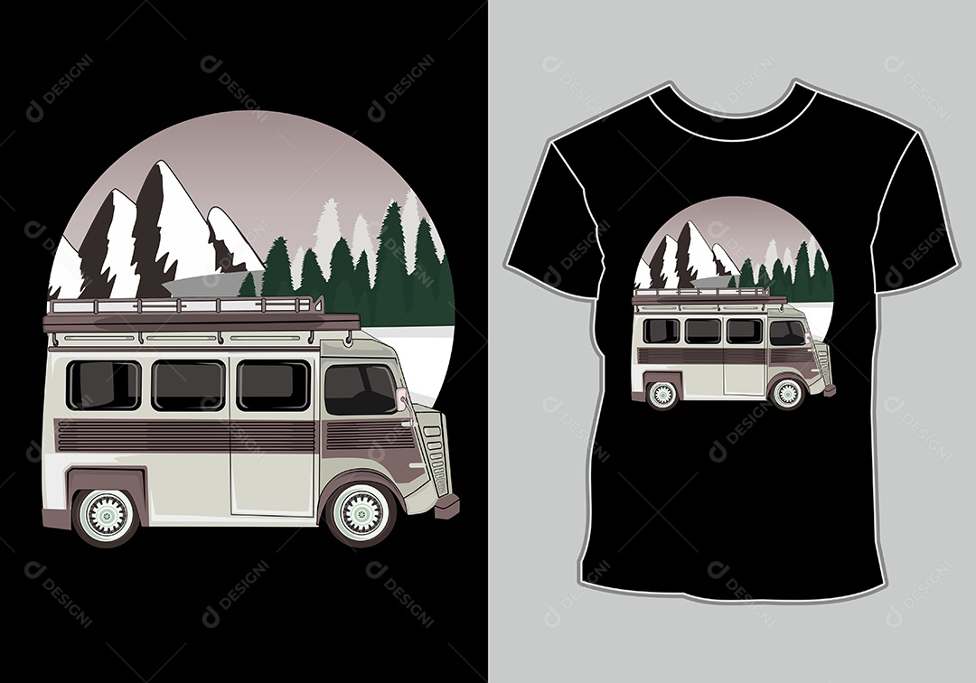 Camiseta com Estampa de Carro Ilustração Vetor EPS