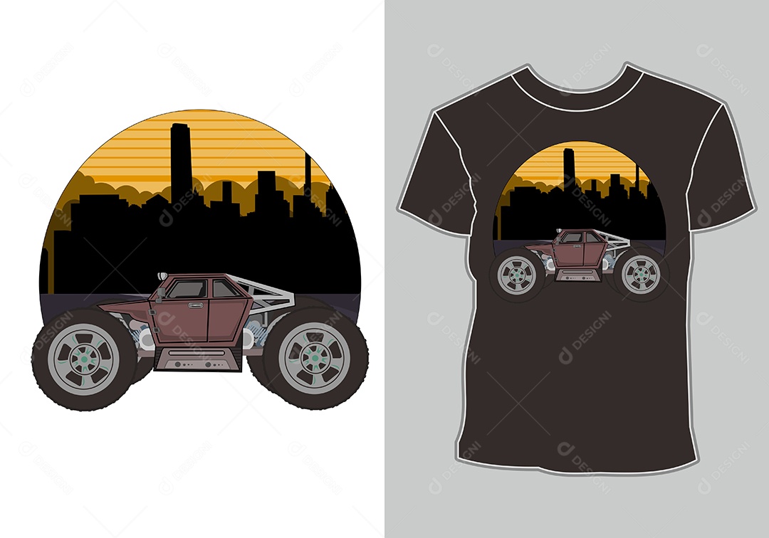 Camiseta com Estampa de Carro Ilustração Vetor EPS