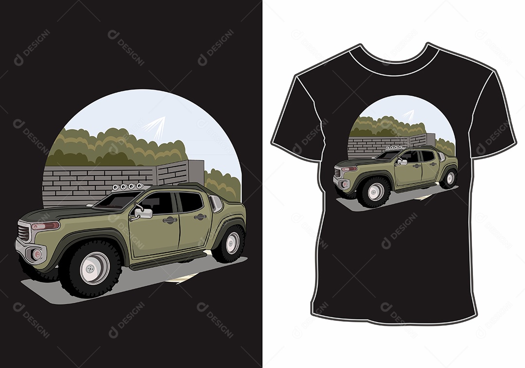 Camiseta com Estampa de Carro Ilustração Vetor EPS