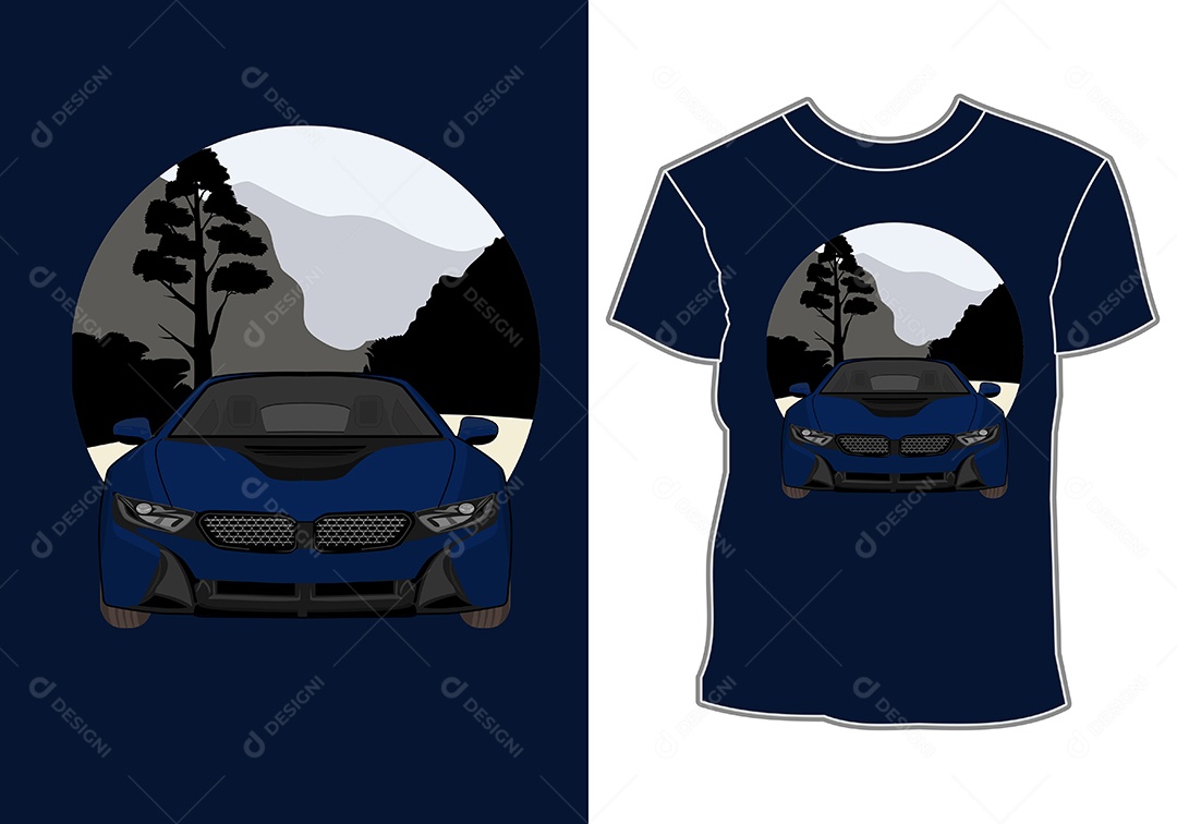 Camiseta com Estampa de Carro Ilustração Vetor EPS