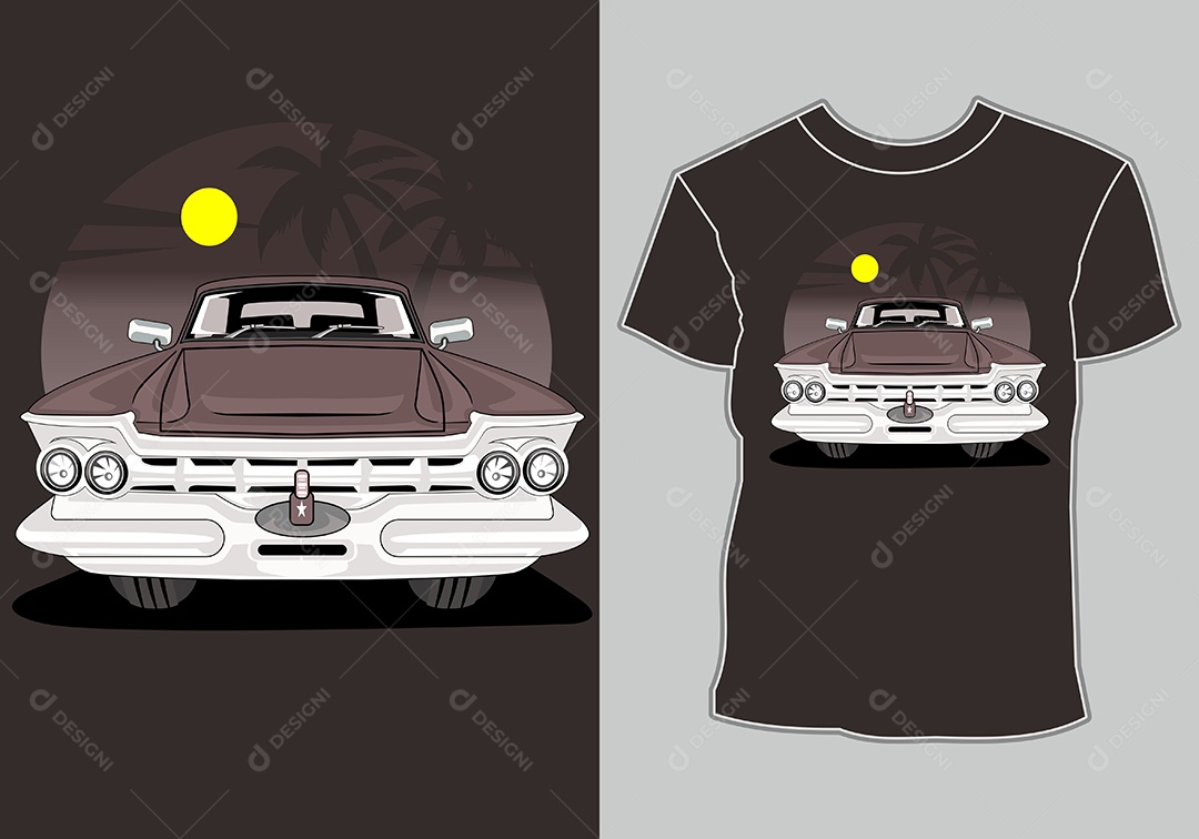 Camiseta com Estampa de Carro Ilustração Vetor EPS