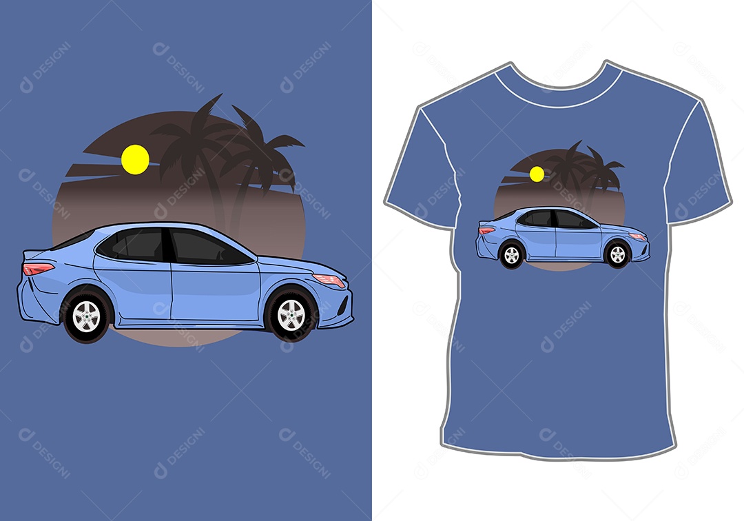 Camiseta com Estampa de Carro Ilustração Vetor EPS