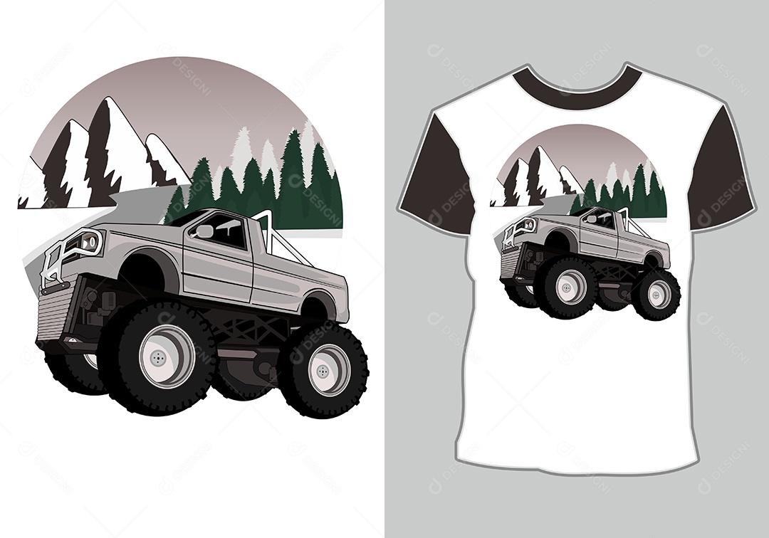 Camiseta com Estampa de Carro Ilustração Vetor EPS