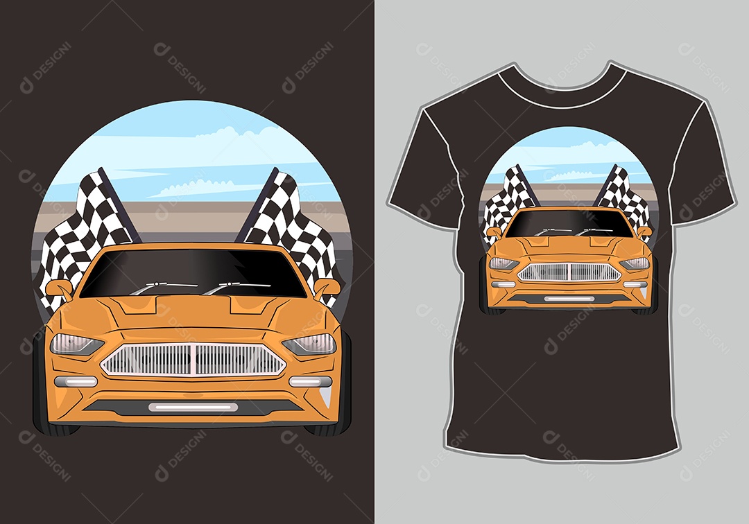 Camiseta com Estampa de Carro Ilustração Vetor EPS