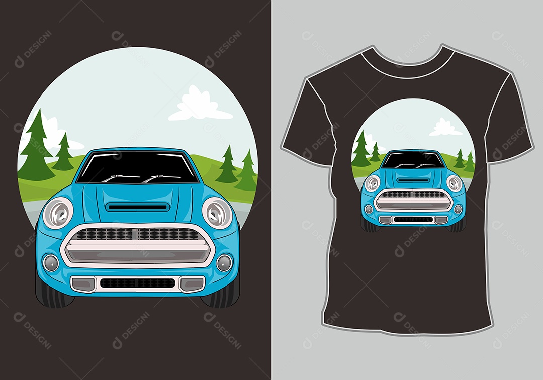 Camiseta com Estampa de Carro Ilustração Vetor EPS