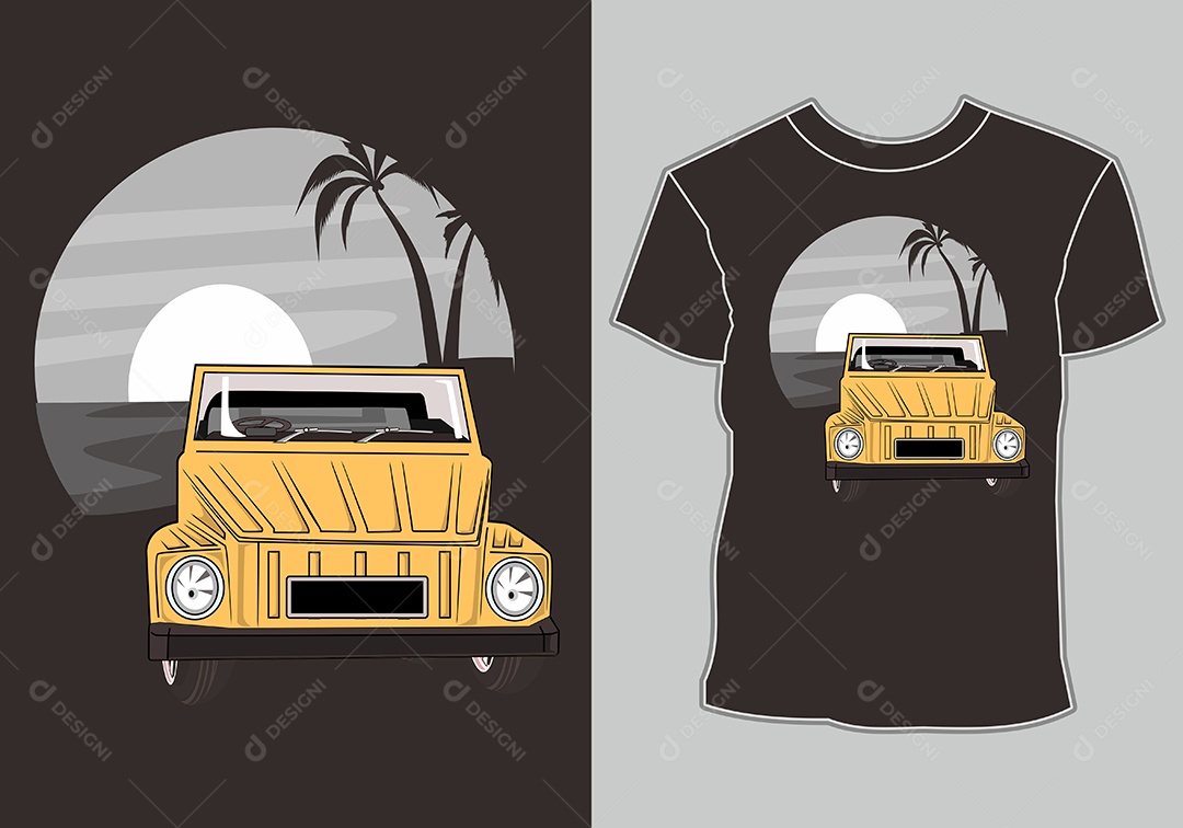 Camiseta com Estampa de Carro Ilustração Vetor EPS