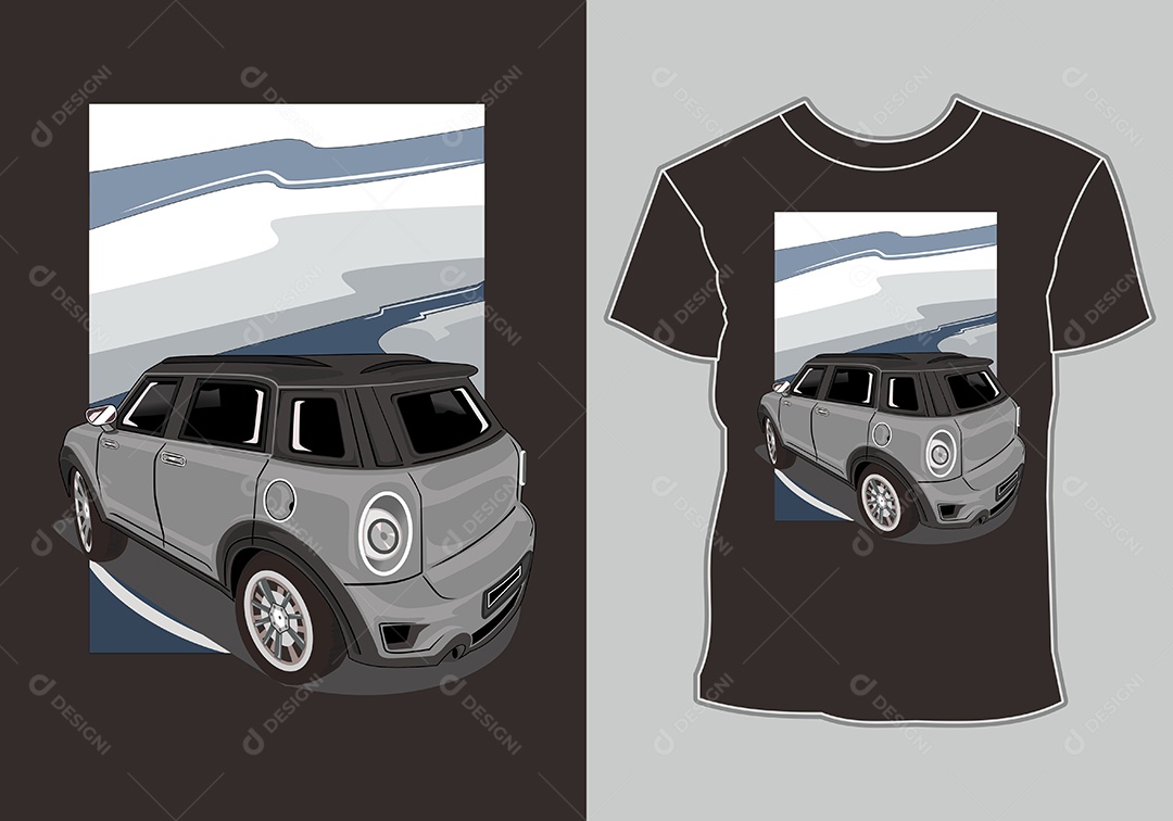 Camiseta com Estampa de Carro Ilustração Vetor EPS