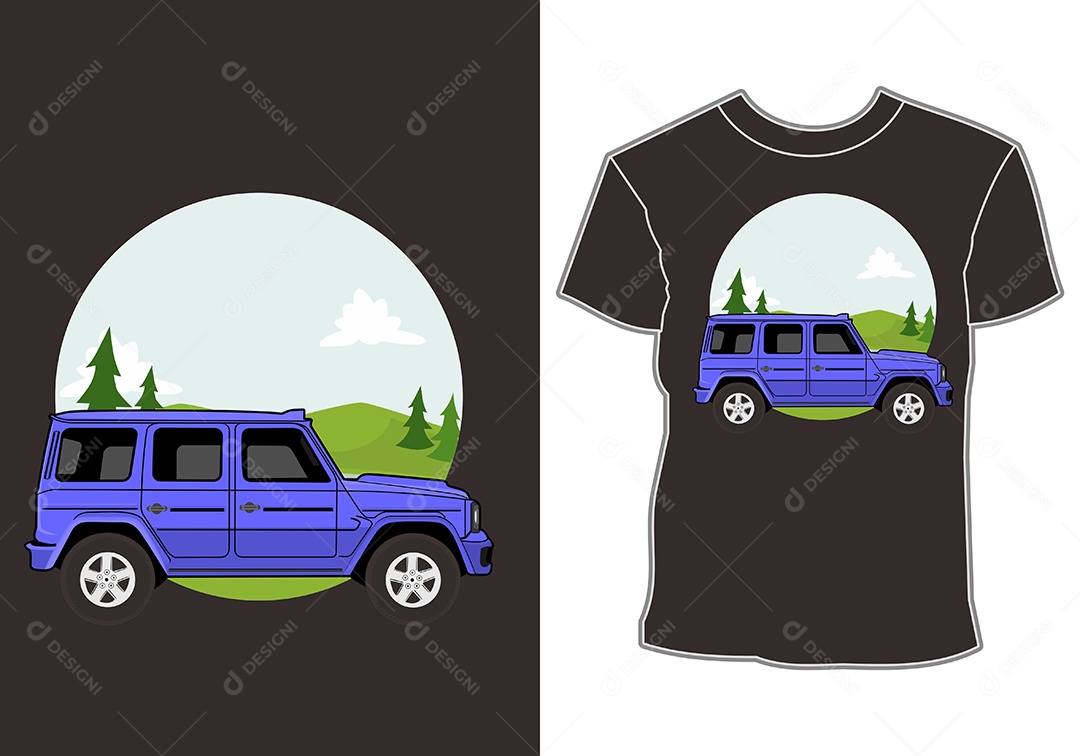 Camiseta com Estampa de Carro Ilustração Vetor EPS