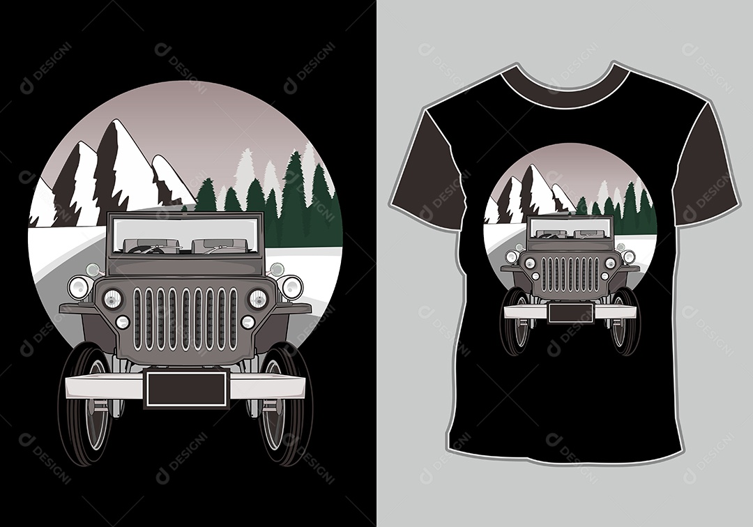 Camiseta com Estampa de Carro Ilustração Vetor EPS