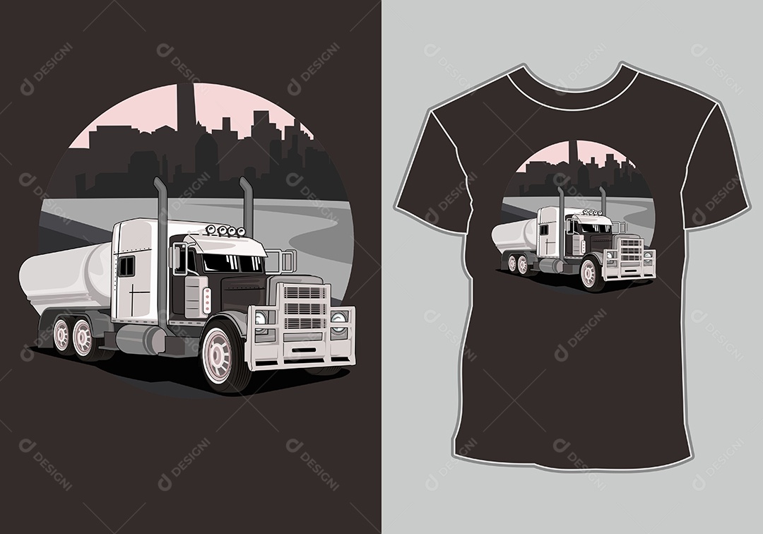 Camiseta com Estampa de Carro Ilustração Vetor EPS