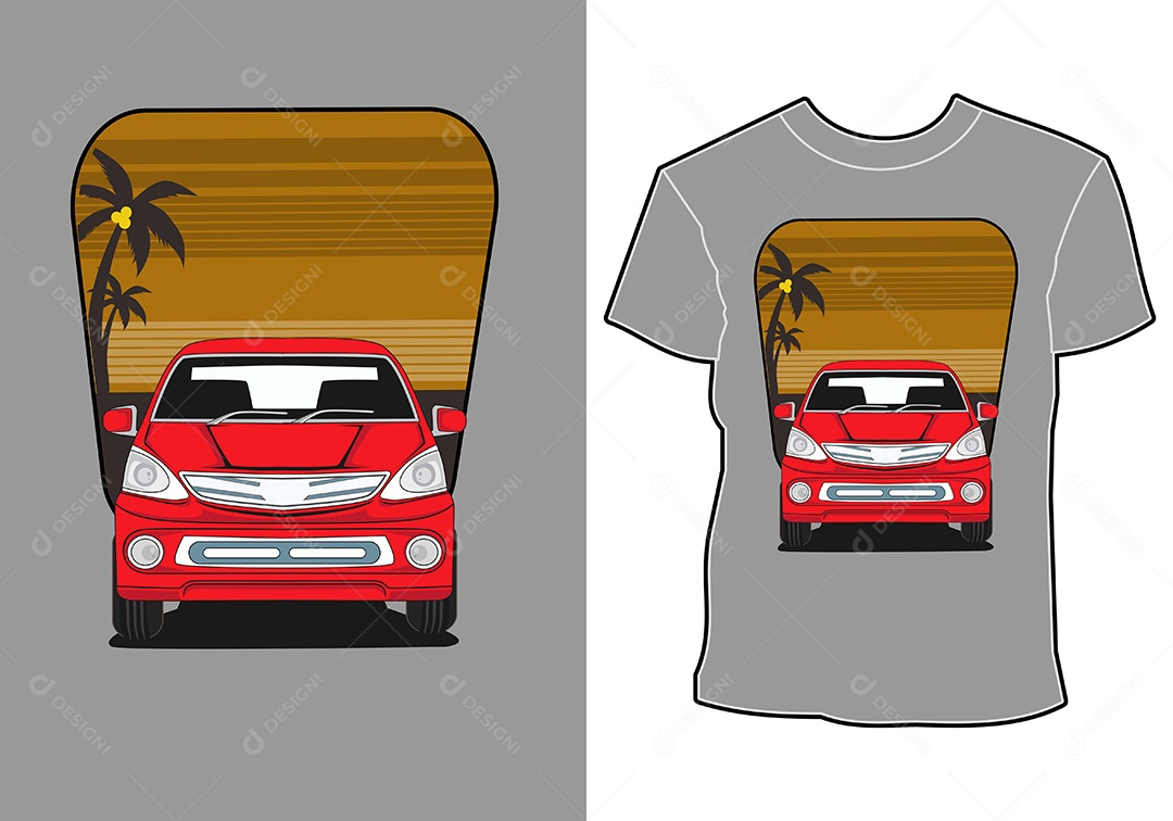 Camiseta com Estampa de Carro Ilustração Vetor EPS
