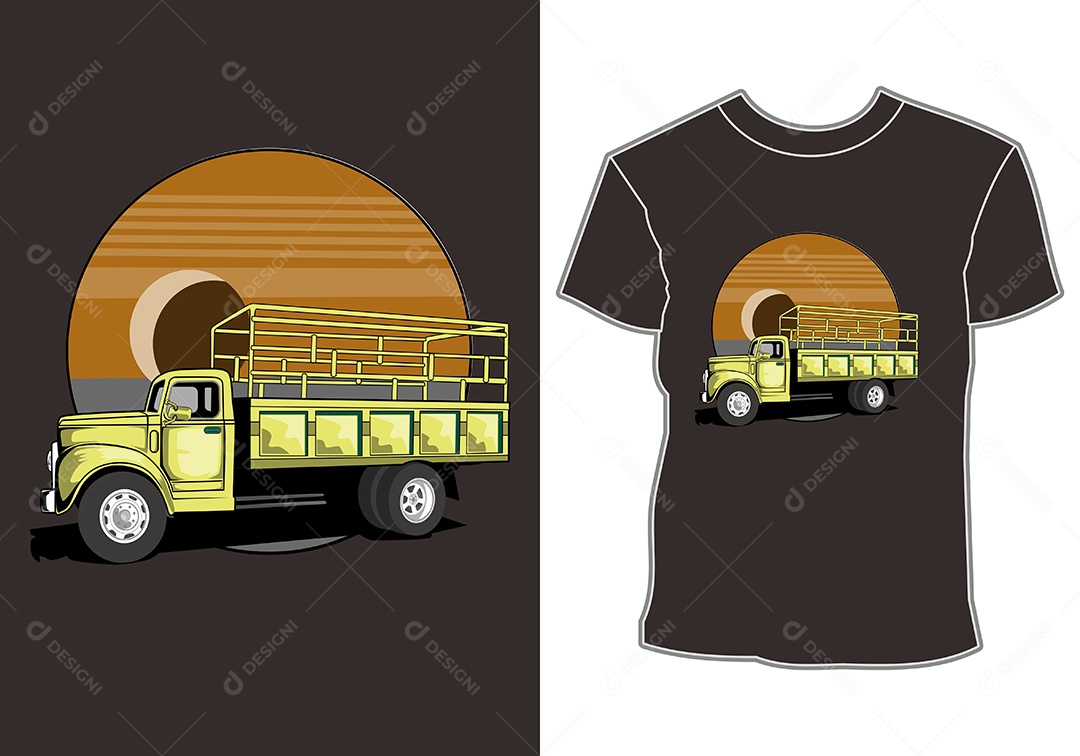Camiseta com Estampa de Carro Ilustração Vetor EPS