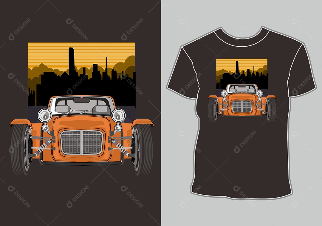 Camiseta com Estampa de Carro Ilustração Vetor EPS