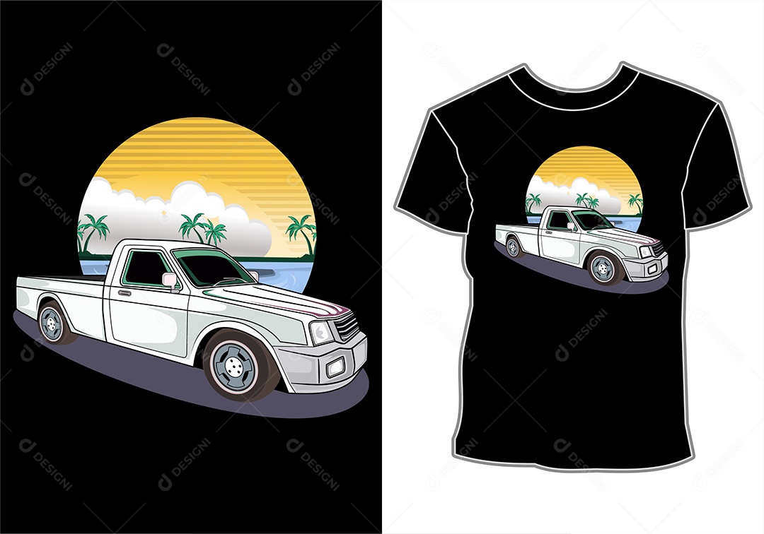 Camiseta com Estampa de Carro Ilustração Vetor EPS