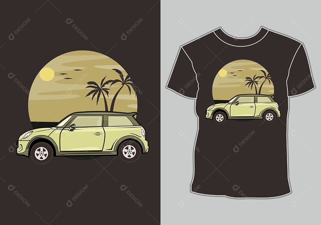 Camiseta com Estampa de Carro Ilustração Vetor EPS