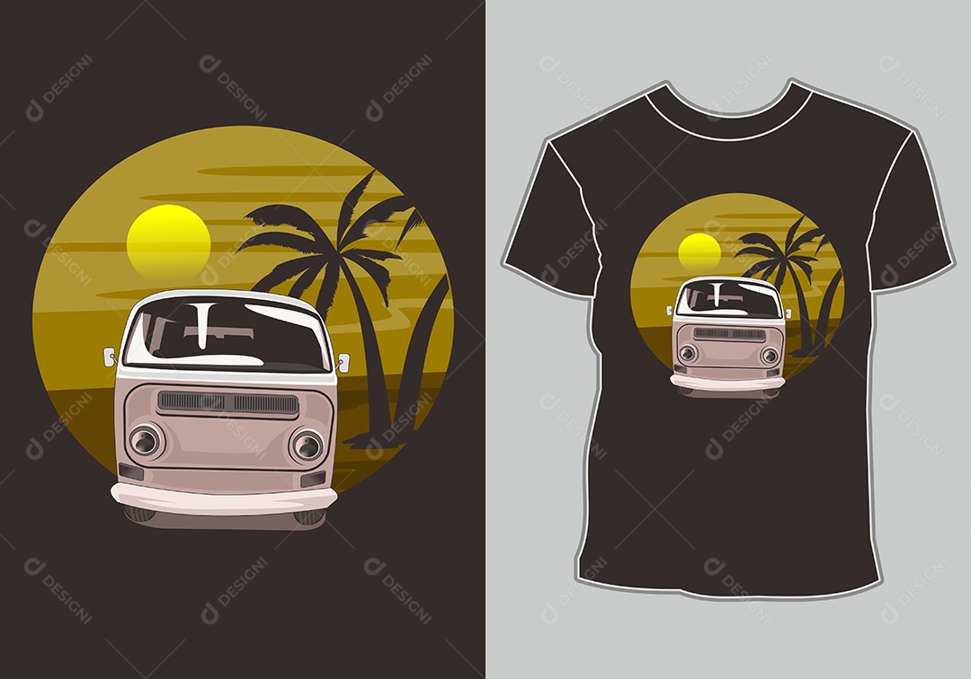 Camiseta com Estampa de Carro Ilustração Vetor EPS