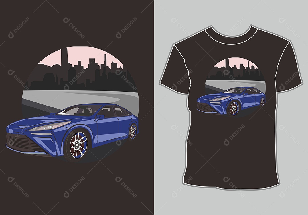 Camiseta com Estampa de Carro Ilustração Vetor EPS