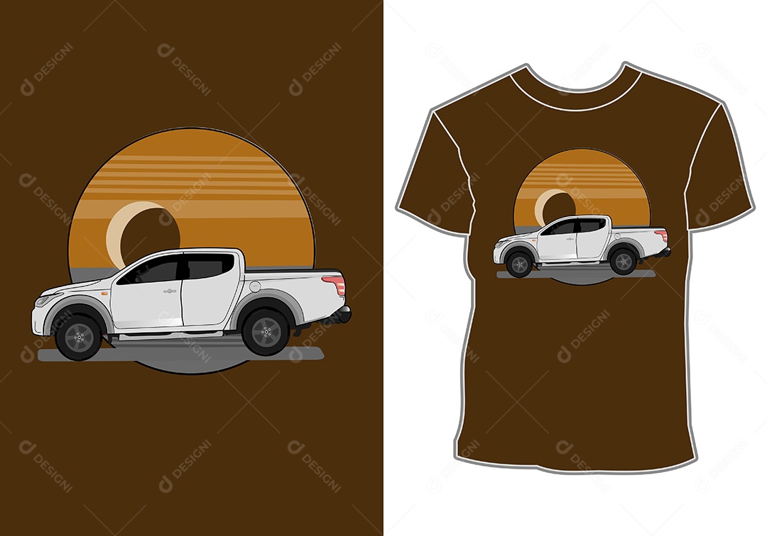 Camiseta com Estampa de Carro Ilustração Vetor EPS