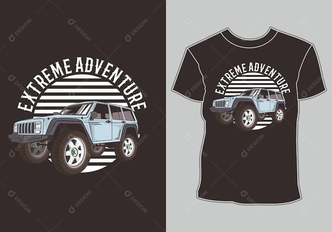 Camiseta com Estampa de Carro Ilustração Vetor EPS