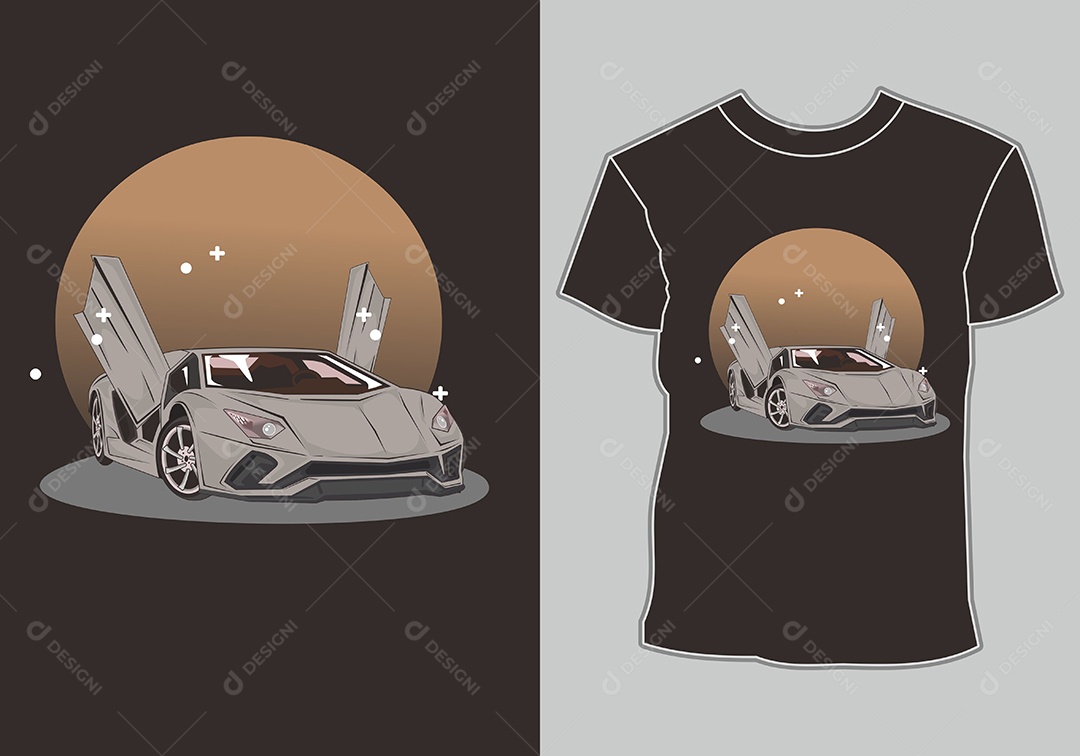 Camiseta com Estampa de Carro Ilustração Vetor EPS