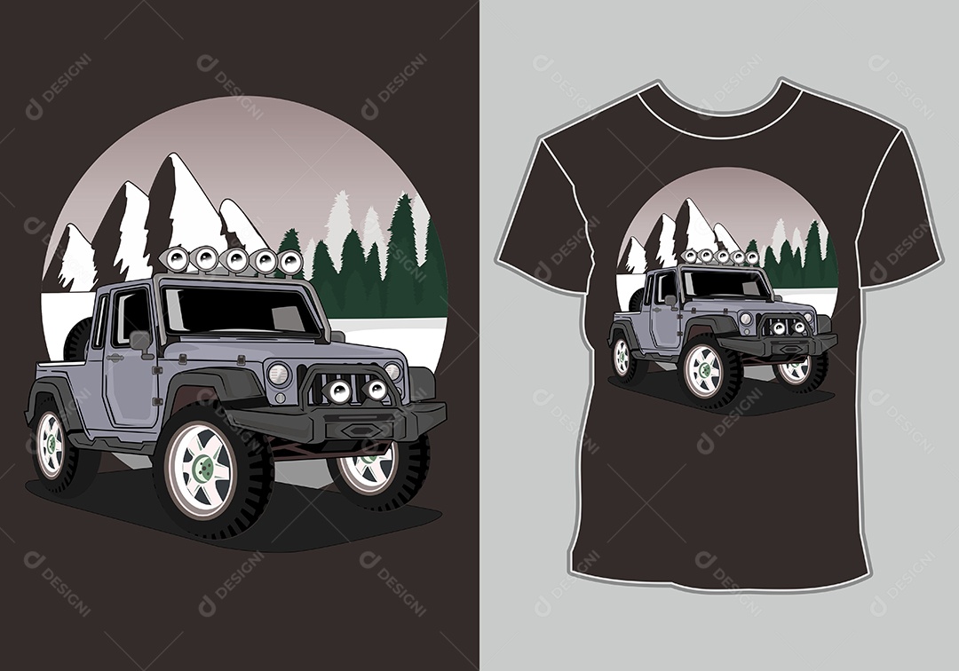Camiseta com Estampa de Carro Ilustração Vetor EPS