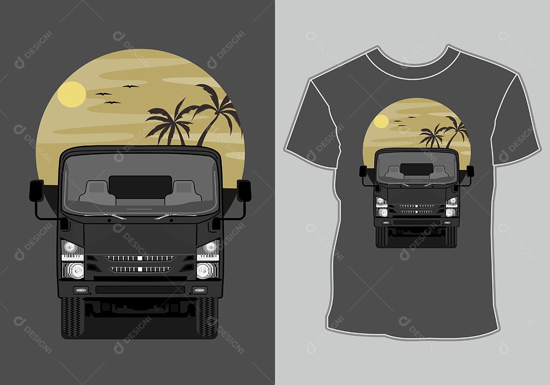 Camiseta com Estampa de Carro Ilustração Vetor EPS