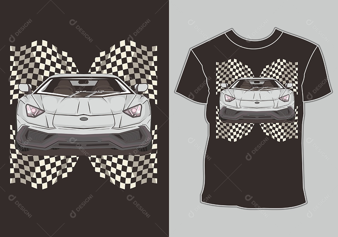 Camiseta com Estampa de Carro Ilustração Vetor EPS